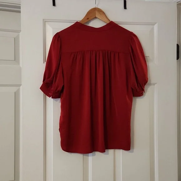 Banana Republic Red Silk Blouse Size S - Picture 9 of 13